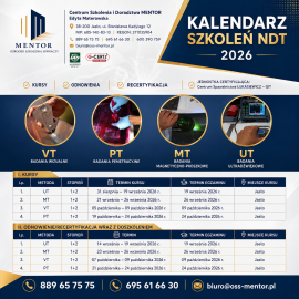 Kursy/odnowienia/recertyfikacja VT, PT, MT, UT