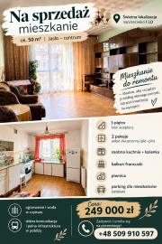 Mieszkanie w centrum Jasła  50 m | 2 pokoje | 3 piętro | 255 000 zł