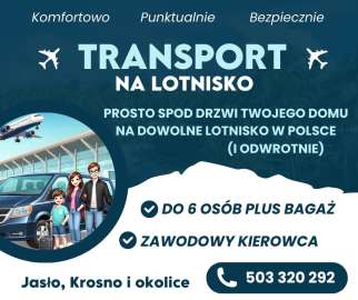 Transport na lotnisko z Jasła, Dębicy, Krosna, Gorlic i z powrotem