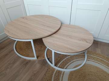STOLIKI okrągłe Kodia 80+60cm / Zestaw dwóch niskich stolików kawowych