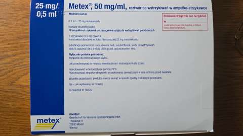 Oddam za darmo METEX 50mg/ml roztwór do wstrzykiwania w ampułko-strzyk