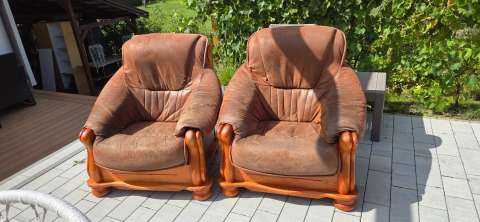 Dębowy wypoczynek , sofa i 2 fotele