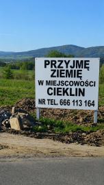 Przyjmę ziemię na podniesienie/wyrównanie terenu Cieklin