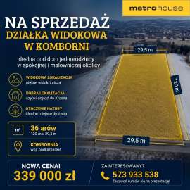 Widokowa działka budowlana w Komborni