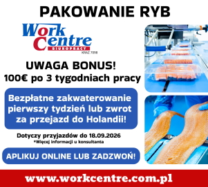 Pakowanie ryb (k/m) Oferta pracy w Holandii - BONUS