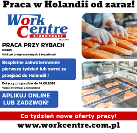 Pakowanie ryb (k/m) Oferta pracy w Holandii - BONUS