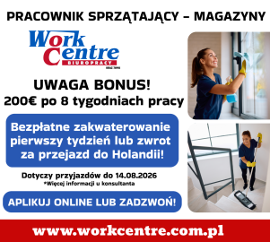Pracownik sprzątający- magazyny (k/m) Oferta pracy w Holandii BONUS