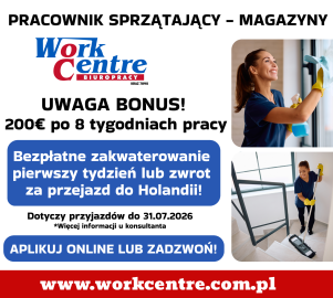 Pracownik sprzątający- magazyny (k/m) Oferta pracy w Holandii BONUS
