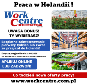 Oferta pracy w Holandii - BONUS do 21.08