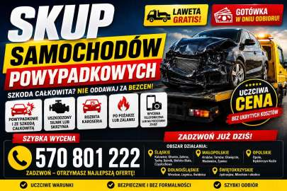 Skup samochodów powypadkowych | Skup aut uszkodzonych | Dojazd lawetą