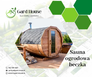 Sauna ogrodowa w kształcie beczki, elegancja i relaks