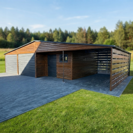 Garaż 6x6 + pomieszczenie gospodarcze 3x5 + wiata 3x6