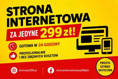 Tylko 299 zł za stronę WWW - realizacja w 24 godziny