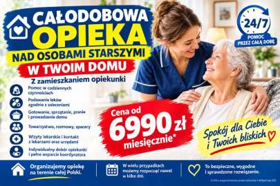 Całodobowa opieka nad seniorem - zamieszkanie w domu - od 6990 zł mies