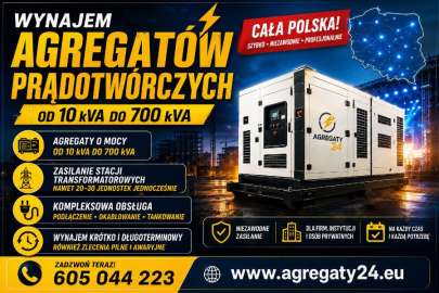 agregaty prądotwórcze do 700 kva  - wynajem - usługi