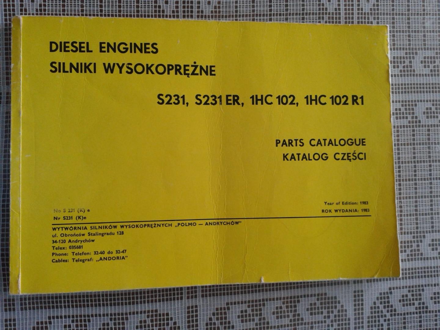 Katalog częsci  do silnika S 231