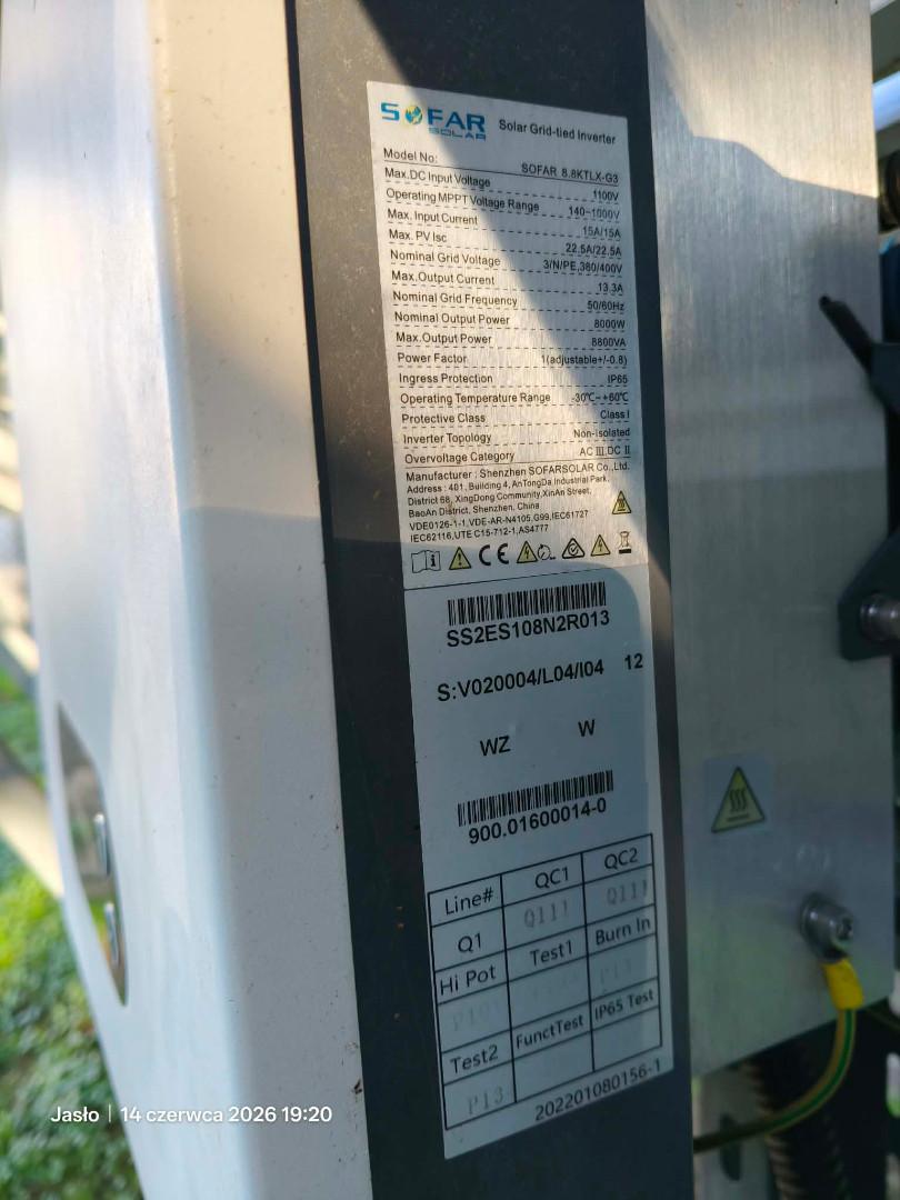 Inwerter falownik Sofar 8.8 ktlx-g3 trójfazowy Wifi