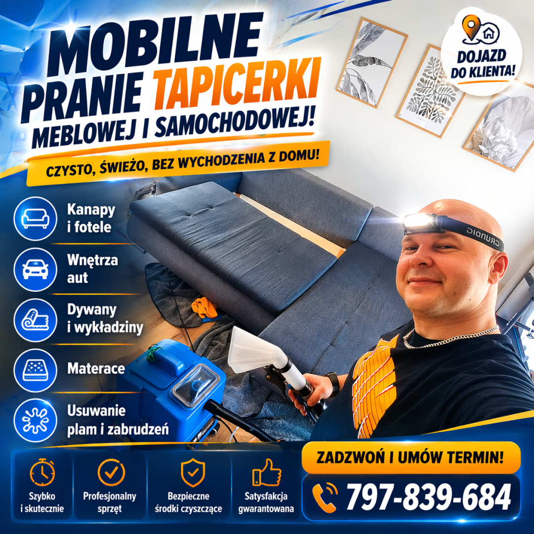 Mobilne pranie tapicerki meblowej i samochodowej