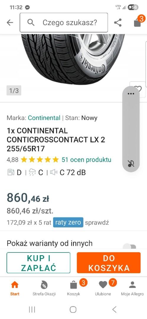 Opony lato 17 255/65 Continental ContiCrossContact LX2