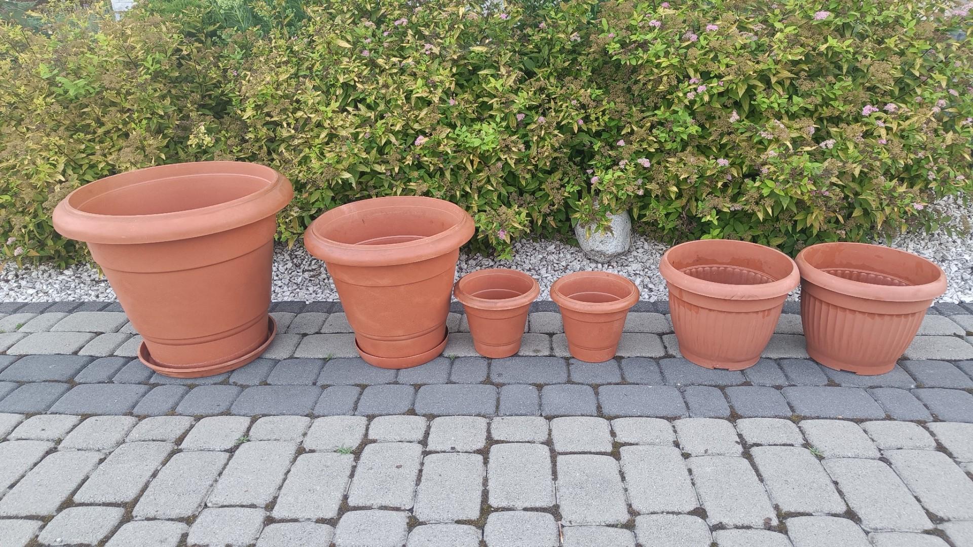 DONICZKI z tworzywa 42cm 32cm 23cm 17cm ceglany brąz / 6 szt. + Gratis