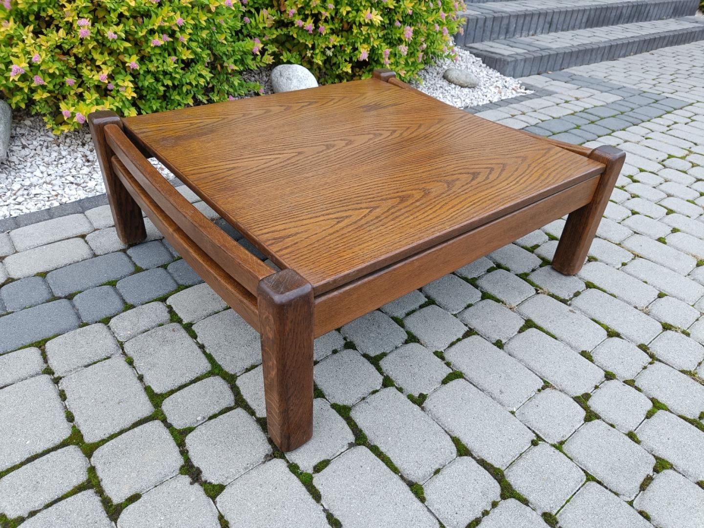 Stolik kawowy drewniany 86x76cm wys. 32cm / Ława niska / Kolor dąb