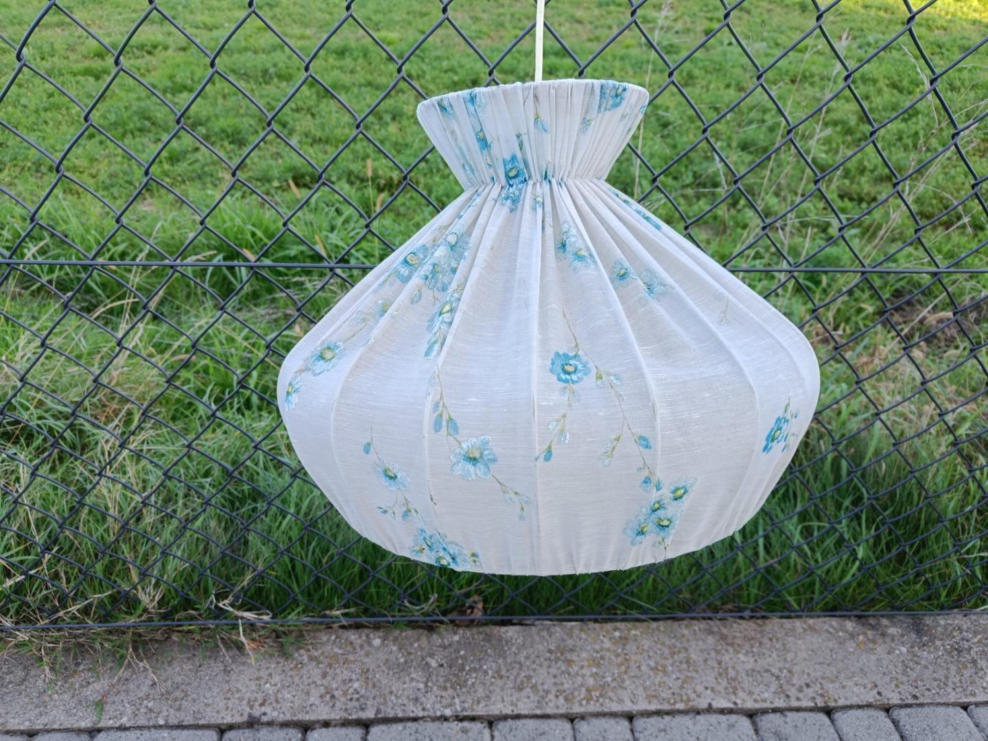LAMPA wisząca sufitowa materiałowa jasna (kwiaty) / Średnica 44 cm