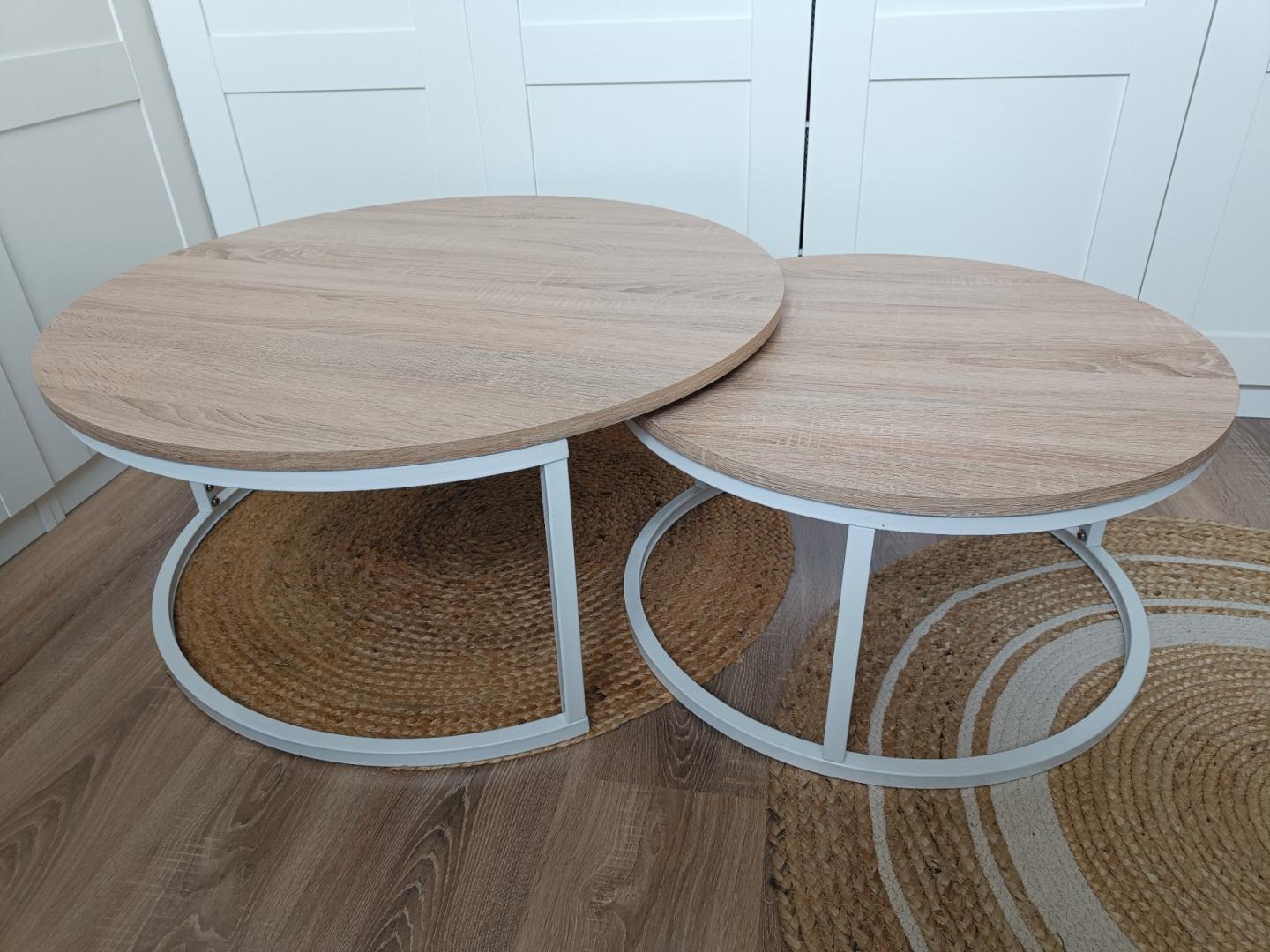 STOLIKI okrągłe Kodia 80+60cm / Zestaw dwóch niskich stolików kawowych
