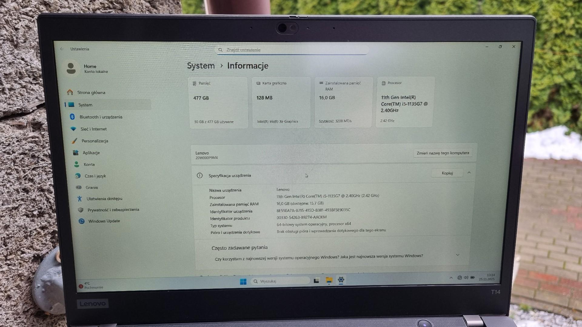lenovo thinkpad t14 gen 2 fhd ips i5-11gen 16gb ram 512gb ssd win11