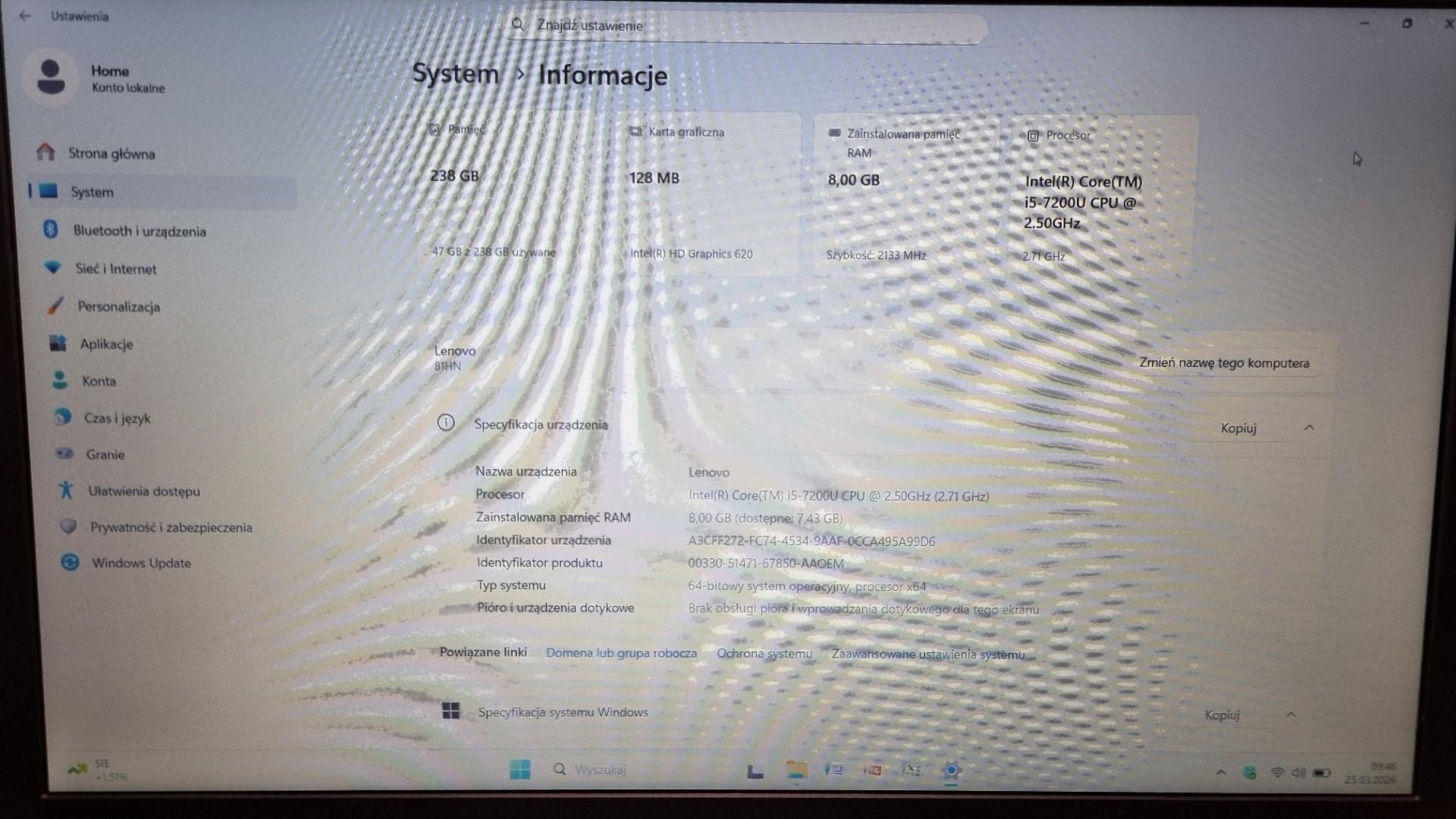 Lenovo V130 15.6" Full HD i5-7200u 8GB Ram 256GB SSD Windows 11