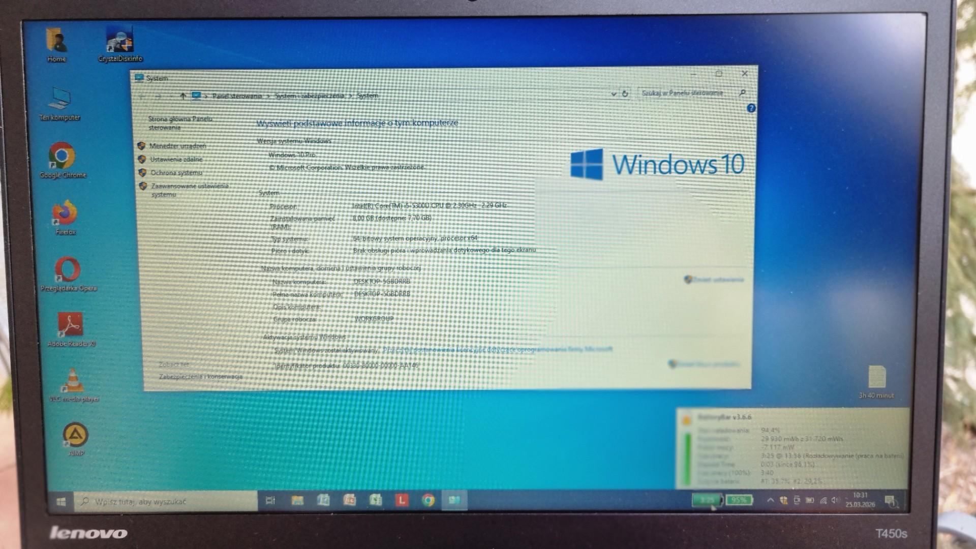 lenovo thinkpad t450s 14" hd+ i5-5300u 8gb ram 240gb ssd windows 10