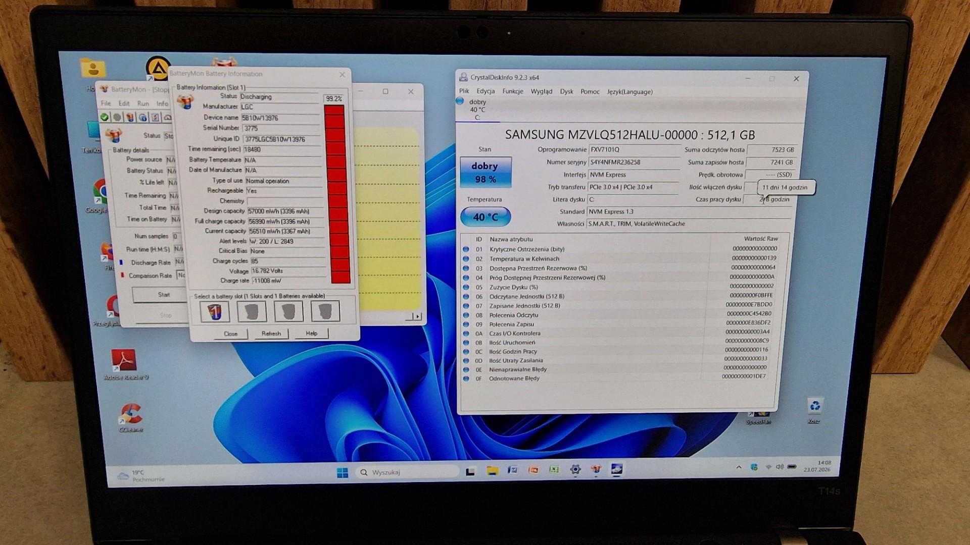 Lenovo ThinkPad T14s Gen 2 Full HD IPS 400 nit i5-1135G7 16GB Ram 512G