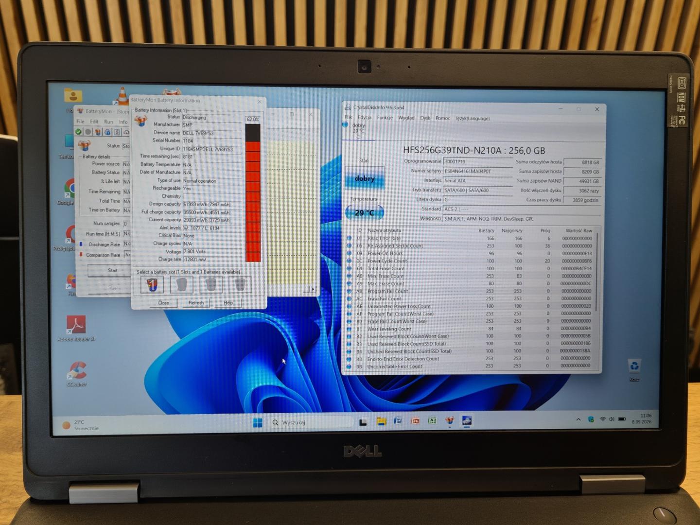 dell latitude e5570 15,6" fhd ips i3-6100u 8gb ram 256gb ssd win11
