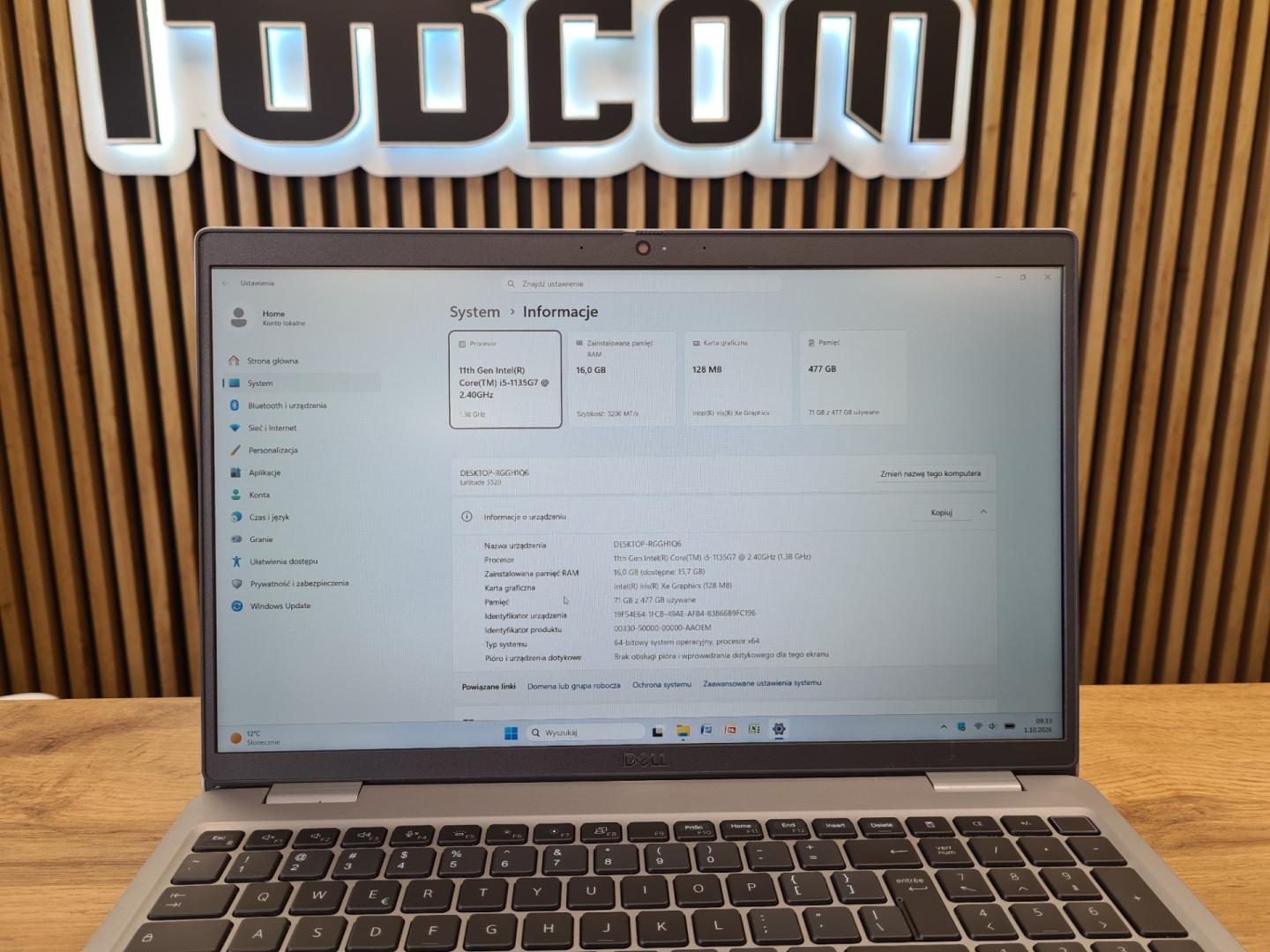 dell latitude 5520 15,6" fhd ips i5-1135g7 16gb ram 512gb ssd windows