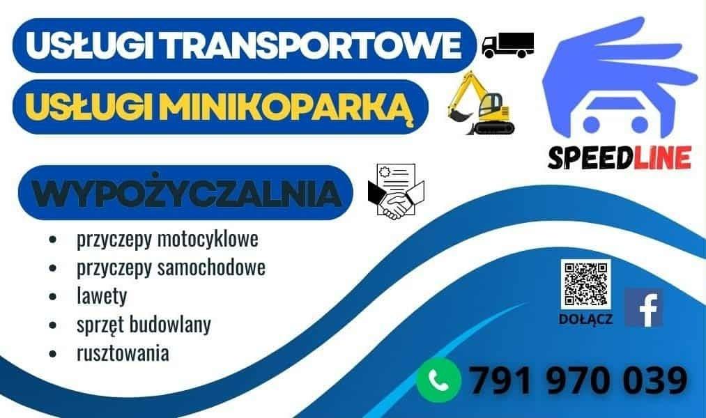 Usługi minikoparką wiertnica wypożyczalnia transport Speedline