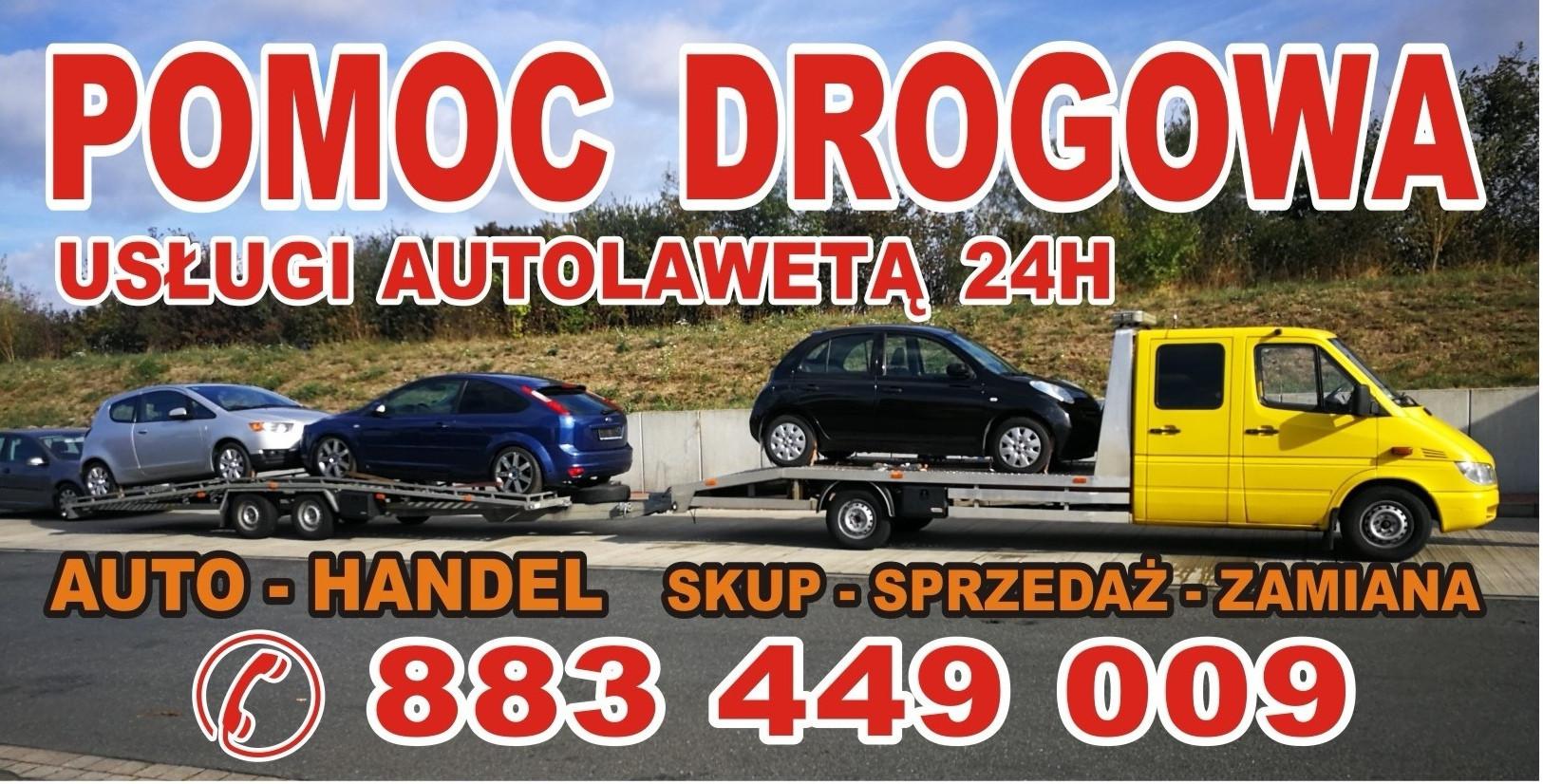 Pomoc drogowa, Autolaweta 24h Holowanie, Laweta TEL: 883-449-009