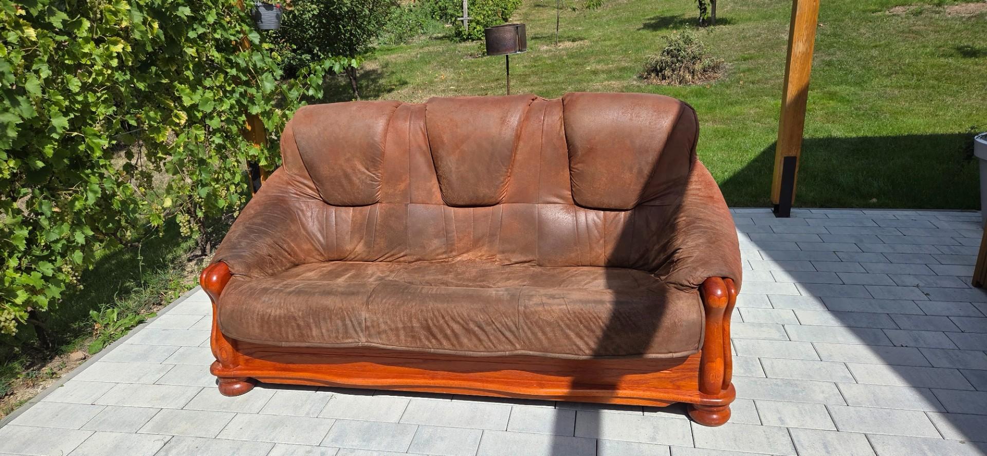 Dębowy wypoczynek , sofa i 2 fotele