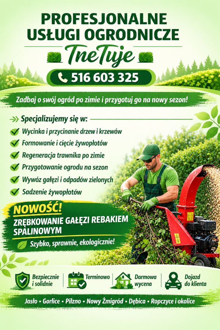 Wycinka drzew, żywopłoty, wertykulacje, usługi
