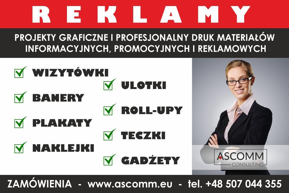 Materiały reklamowe - wizytówki ulotki banery tablice, projekty i druk