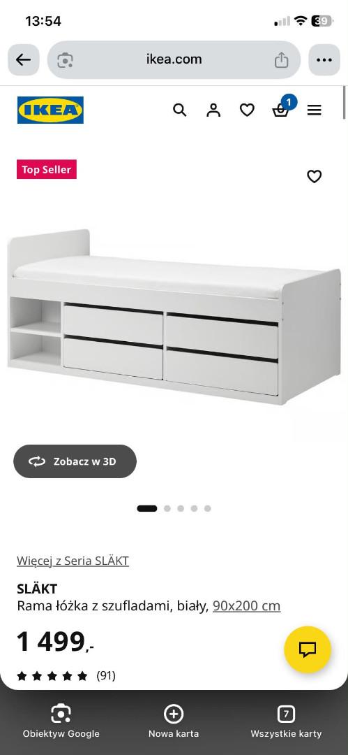 łóżko z szufladami slakt 90/200 z ikea