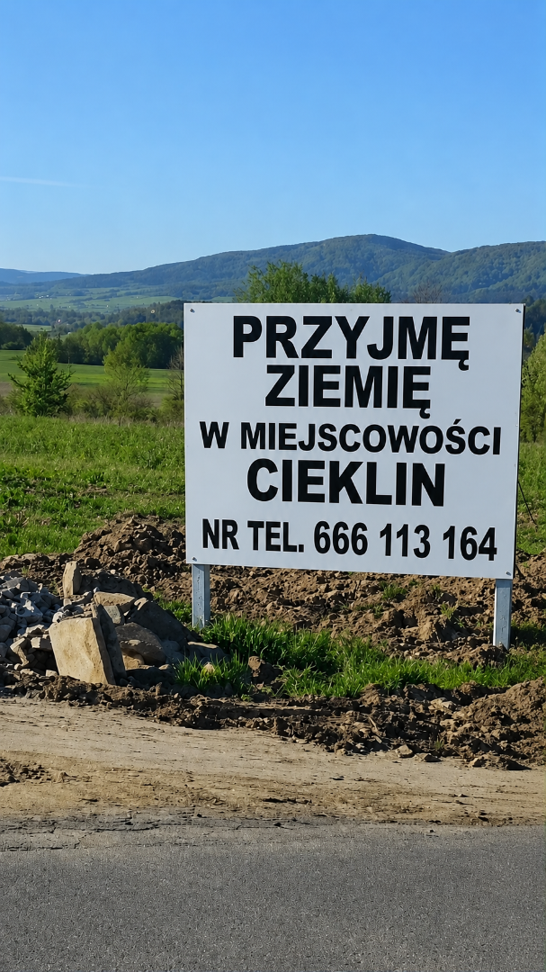 Przyjmę ziemię na podniesienie/wyrównanie terenu Cieklin