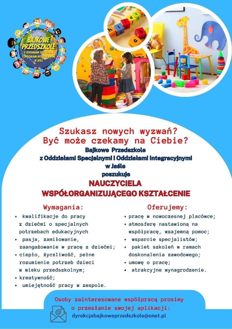 Praca dla nauczyciela współorganizującego kształcenie