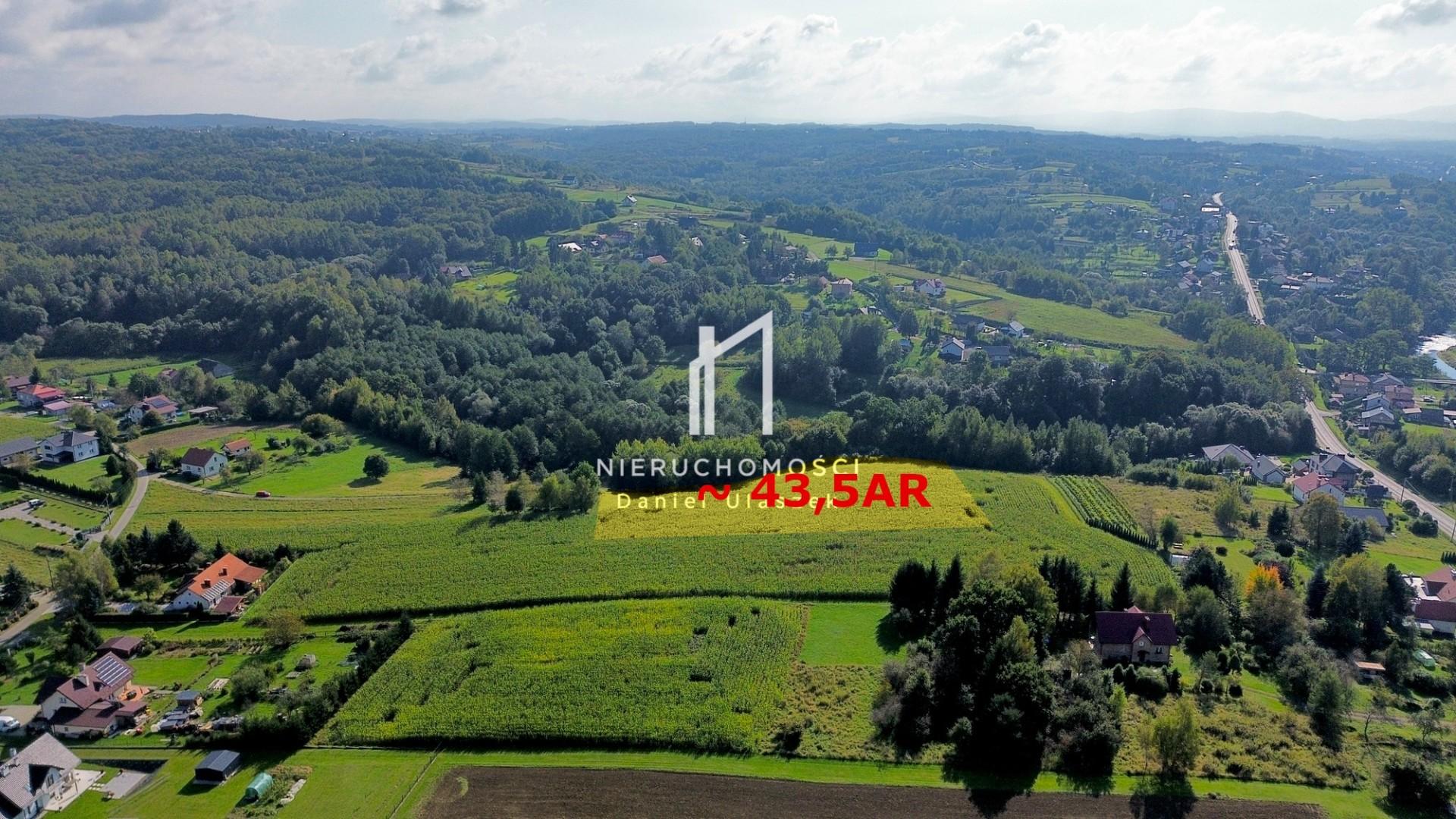 Przestronna działka budowlana, Żółków, gm. Jasło 43,5ar