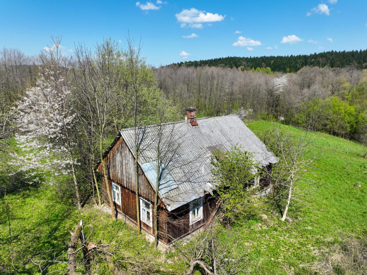 Siedlisko z drewnianym domem w Kobylanach., 97m2.