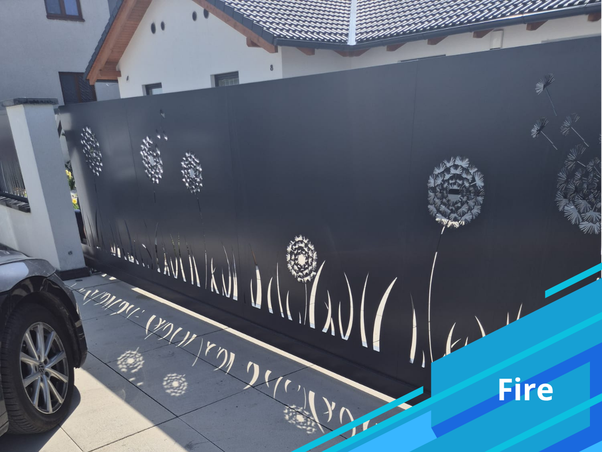 Laserowo wypalane ogrodzenia aluminiowe - model Fire - Euro Fences