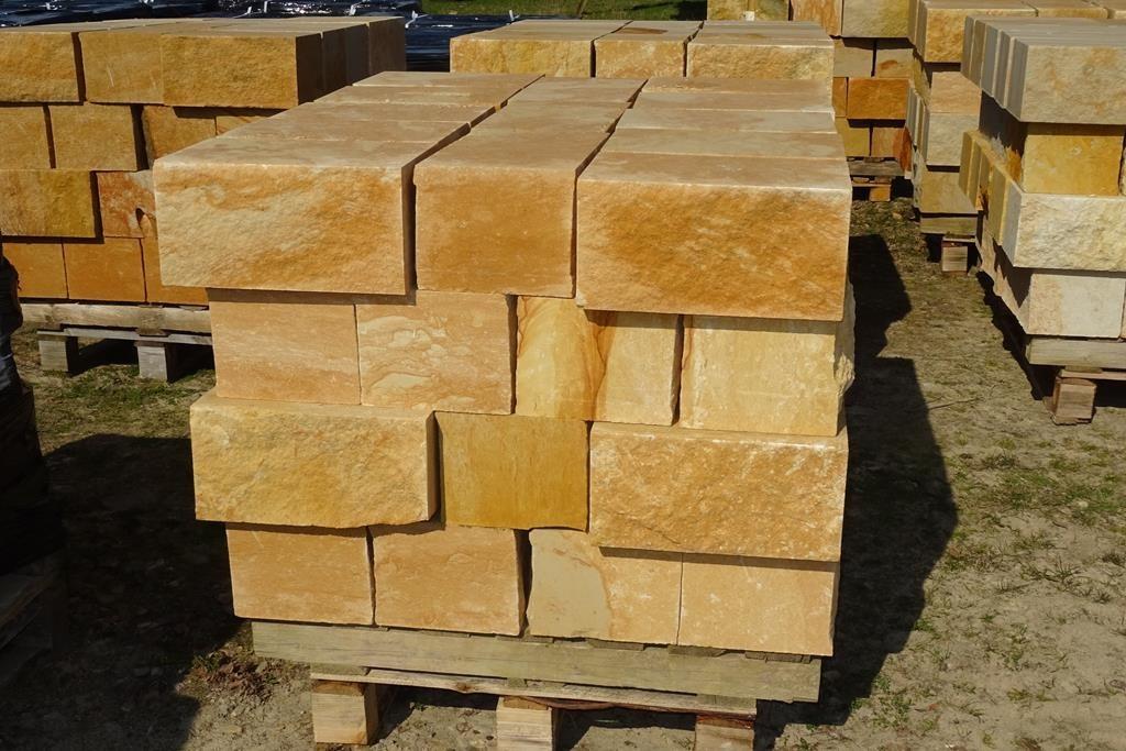 Żółty naturalny kamień murowy formak rzędowy piaskowiec polski