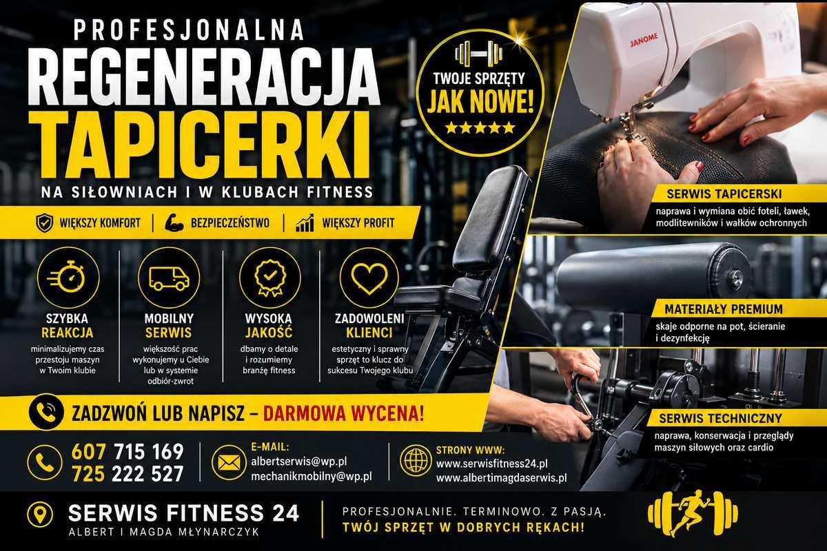 Regeneracja tapicerki na siłowniach, w klubach fitness i studiach tren