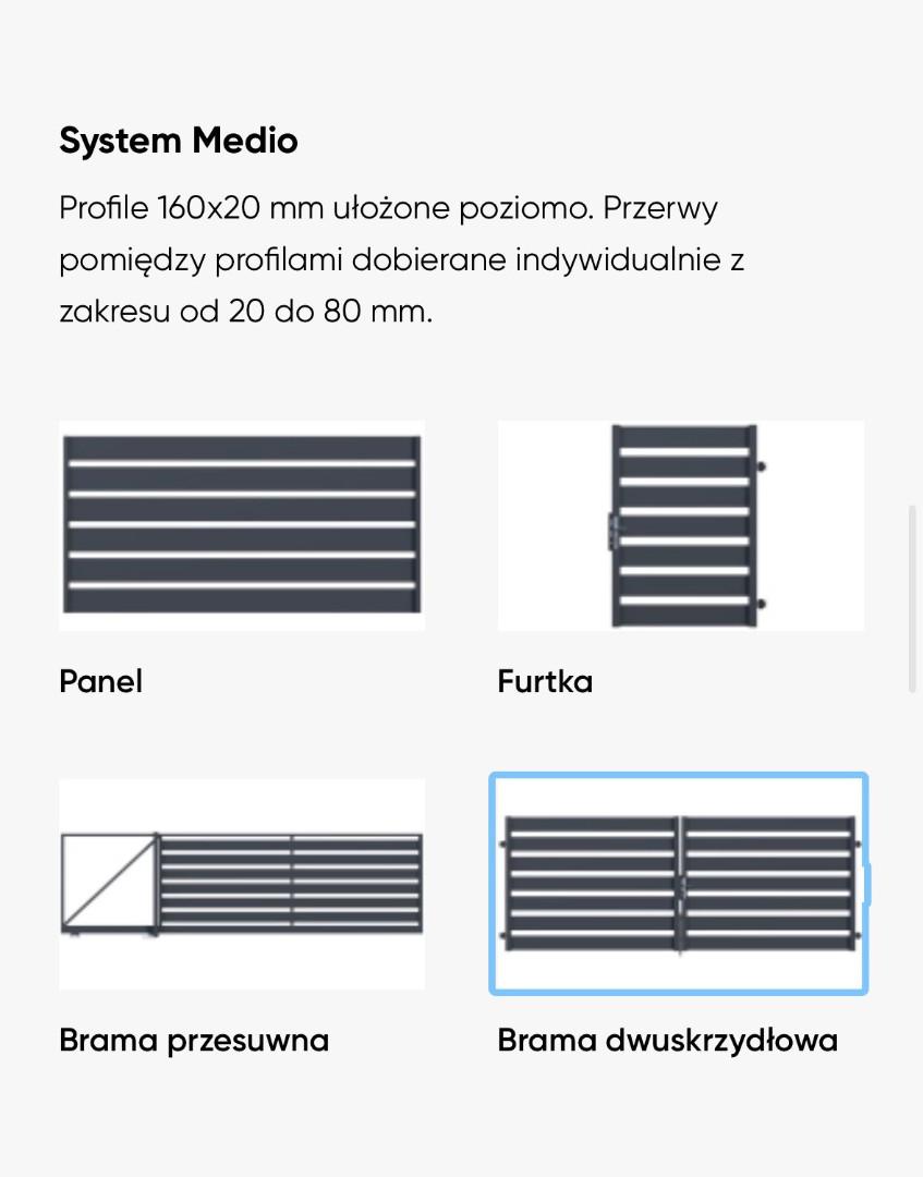 Przęsło ogrodzeniowe stalowe LARGO 200X20mm