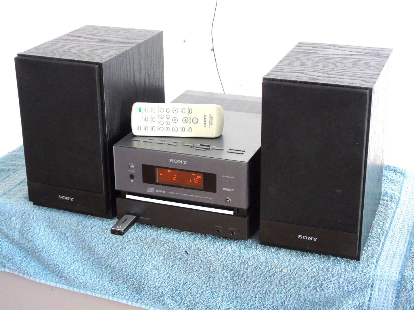 wieża sony pilot usb mp-3 cd rds aux kol. dostawa