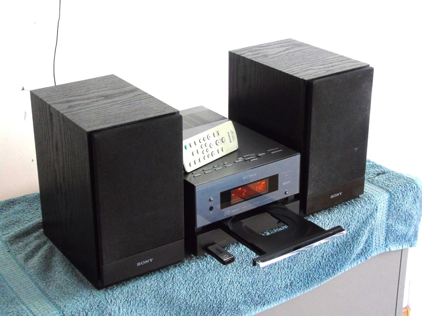wieża sony pilot usb mp-3 cd rds aux kol. dostawa