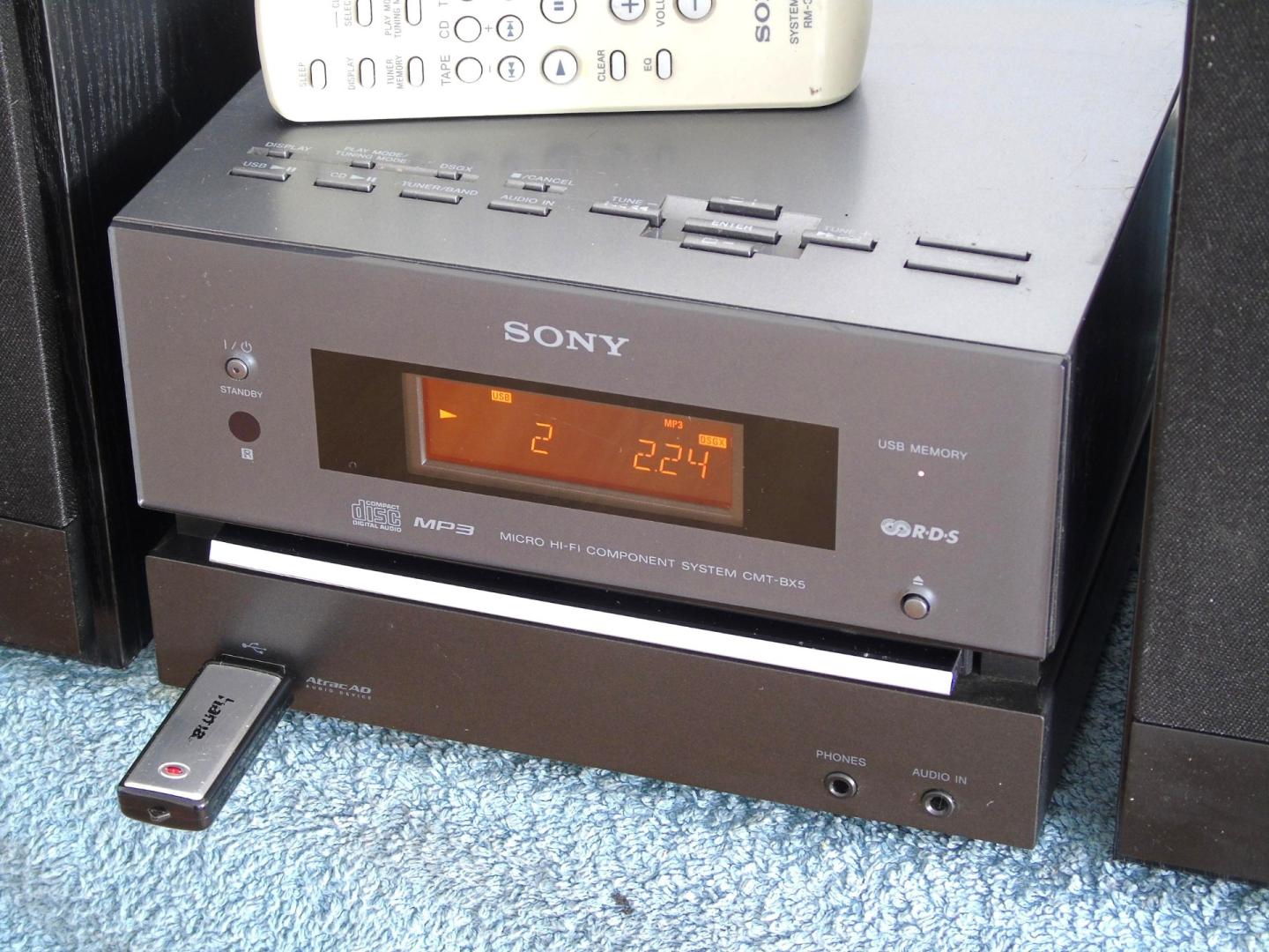 wieża sony pilot usb mp-3 cd rds aux kol. dostawa